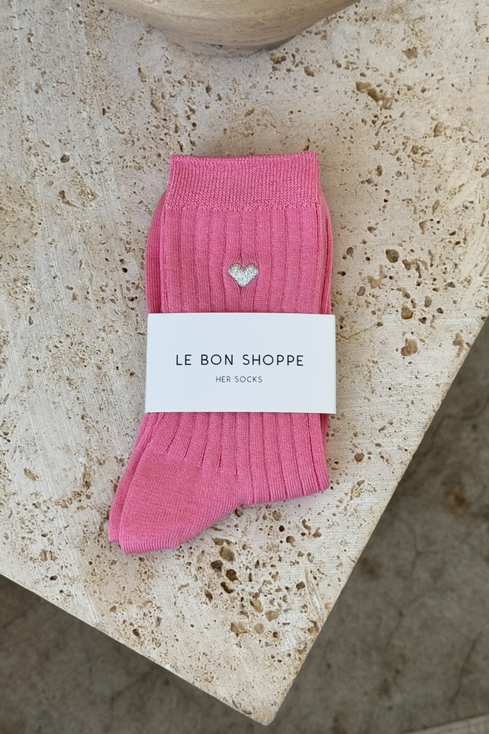 LE BON SHOPPE EMBROIDERED HER SOCKS PINK WATER + HEART