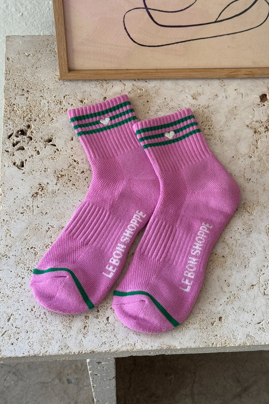 LE BON SHOPPE EMBROIDERED GIRLFRIEND SOCKS ROSE PINK + HEART