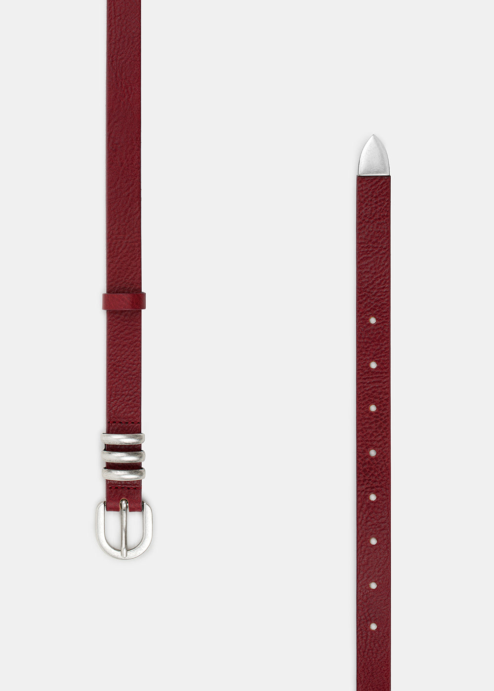 ALWAYS LEATHER BELT BURGUNDY/SILVER