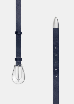 CALLA LEATHER BELT NAVY/SILVER